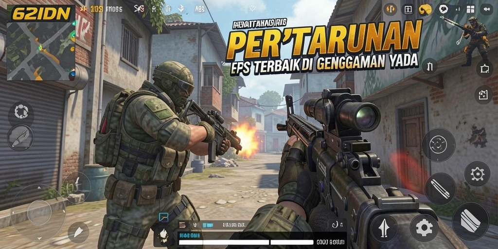 Screenshot menampilkan adegan intens dalam pertempuran FPS.