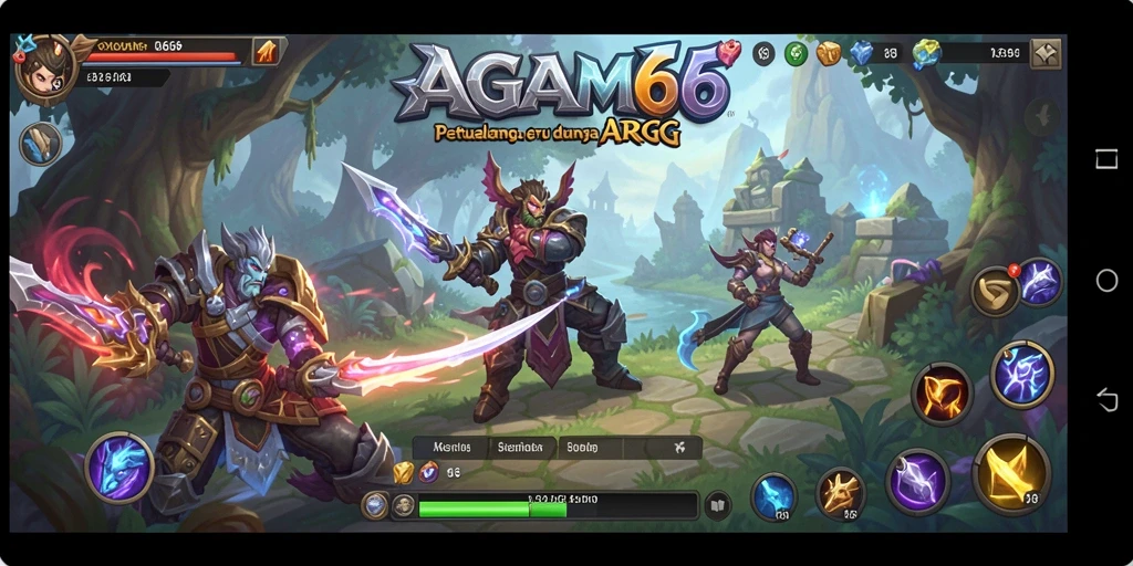Tangkapan layar gameplay AGAM66 dengan pertarungan epik dan karakter menarik.