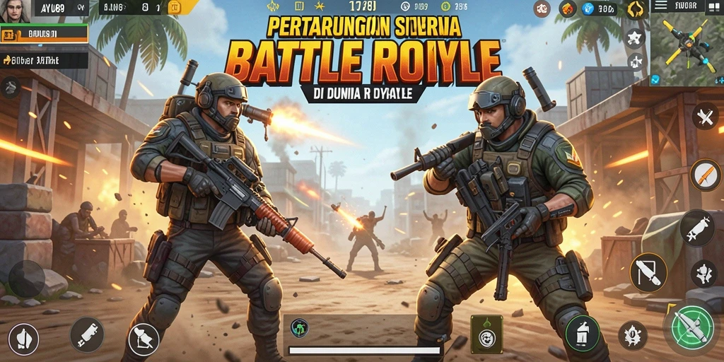 Tangkapan layar AYU89 menampilkan aksi mendebarkan di arena Battle Royale.