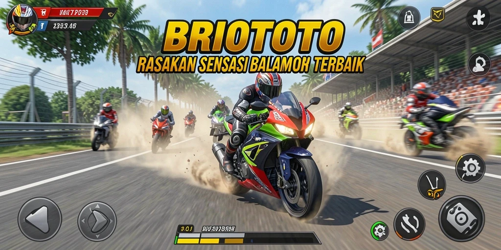 Gameplay <strong>BRIOTOTO</strong> yang seru dan penuh aksi balapan motor.