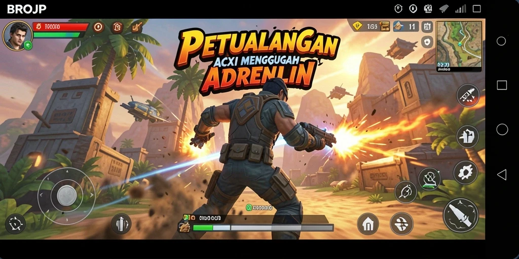 Screenshot BROJP menampilkan aksi mendebarkan dalam permainan.