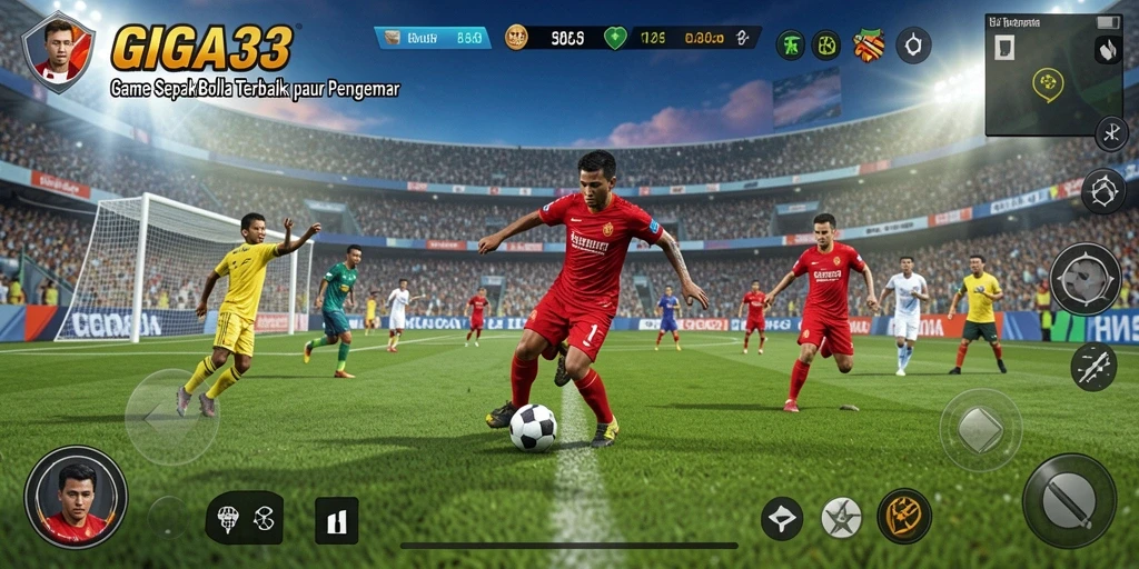 Tampilan gameplay GIGA33 yang mendebarkan saat bertanding di lapangan.