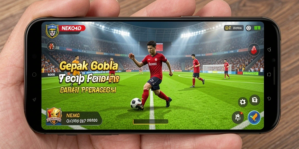 Tampilan utama NEKO4D menampilkan aksi pertandingan sepak bola yang mendebarkan.
