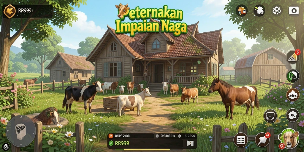 Tampilan gameplay RR999 yang menampilkan aktivitas pertanian yang seru.